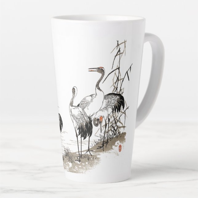 Japan Crane Birds Animal Wetlands Latte Mug (Right Angle)