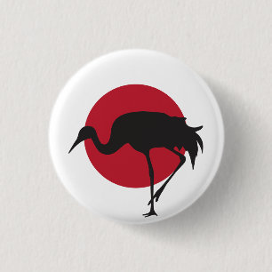 Japan Crane Japanese National Animal Flag 3 Cm Round Badge