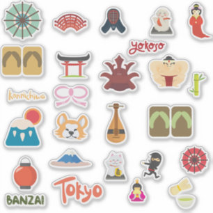 Japan Culture Icons Sticker Sheet