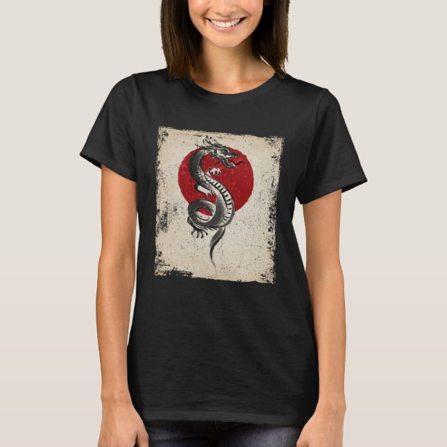 Japan dragon artwork Japanese Retro T-Shirt (Front)