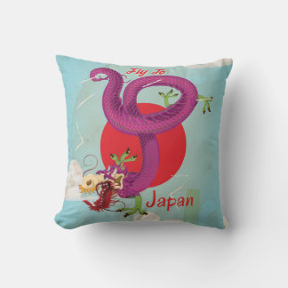 Japan Dragon Vintage Travel Poster Cushion