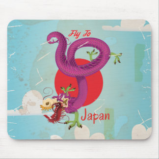 Japan Dragon Vintage Travel Poster Mouse Mat