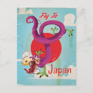 Japan Dragon Vintage Travel Poster Postcard