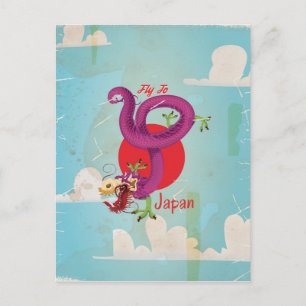 Japan Dragon Vintage Travel Poster Postcard