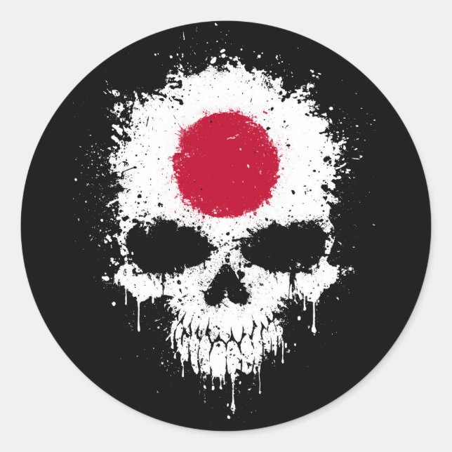 Japan Dripping Splatter Skull Classic Round Sticker (Front)