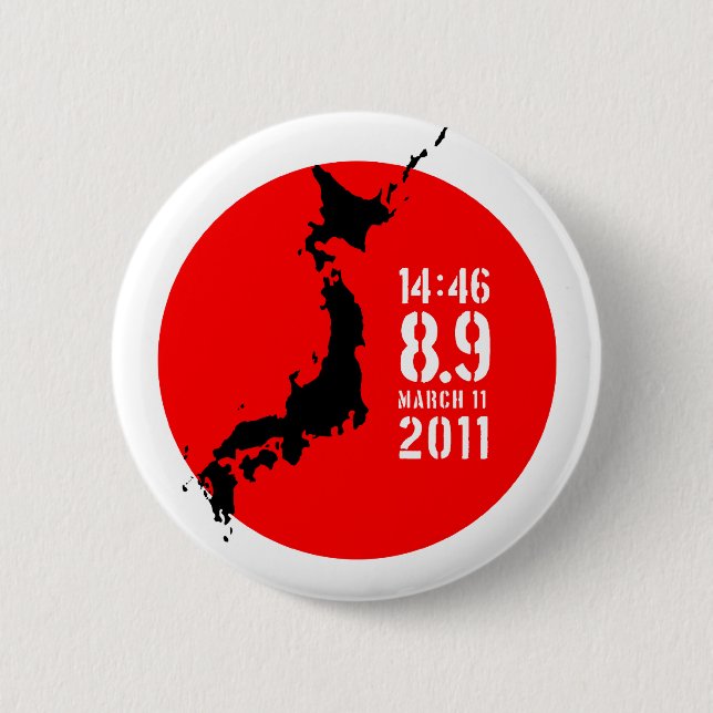 Japan Earthquake 6 Cm Round Badge (Front)