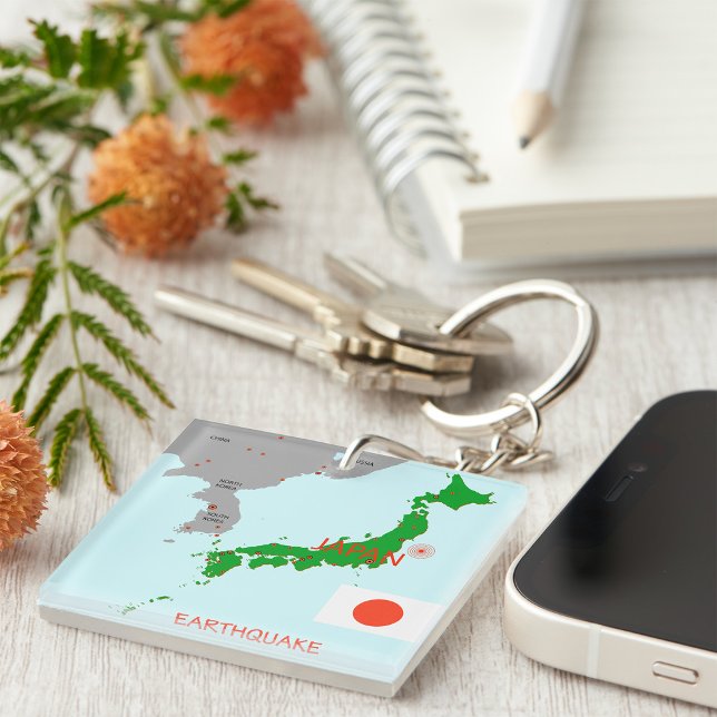 Japan Earthquake Map Seismic Activity Key Ring (Creator Uploaded)