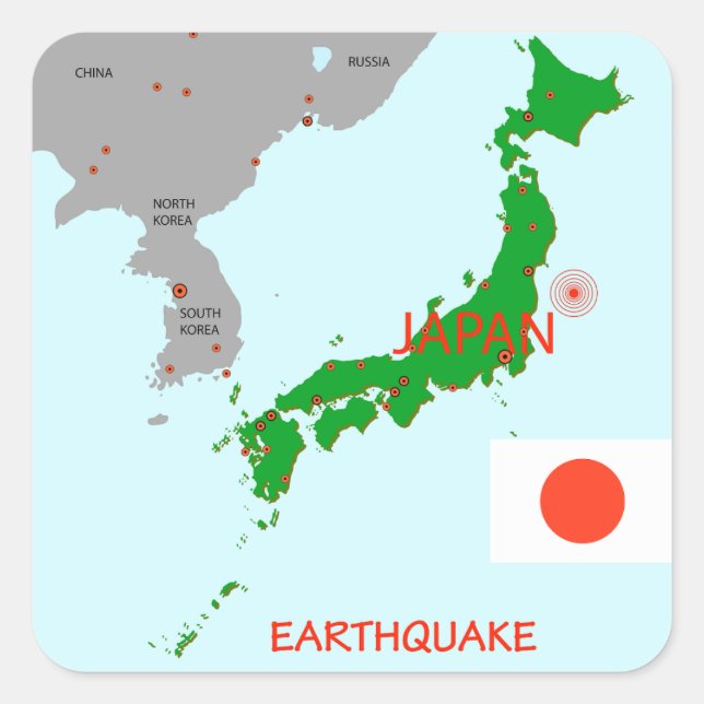 Japan Earthquake Map Seismic Activity Square Sticker (Front)
