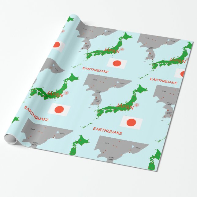 Japan Earthquake Map Seismic Activity Wrapping Paper (Unrolled)