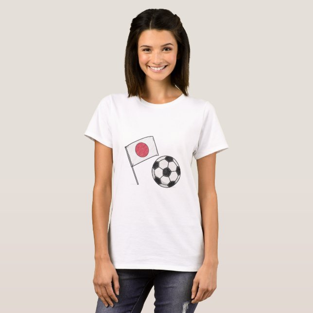 Japan flag and crayon-style soccer ball T-Shirt (Front Full)
