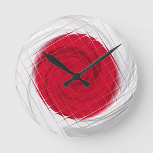 Japan Flag Artwork Round Clock