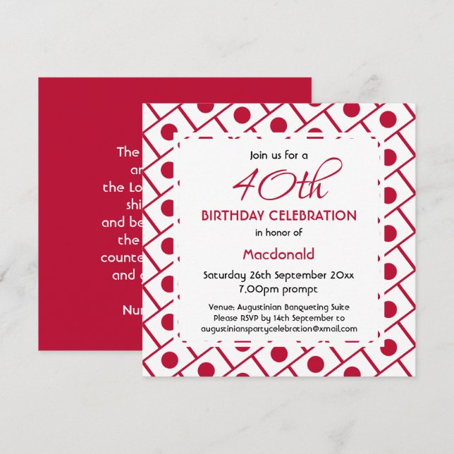 JAPAN FLAG Custom Birthday Celebration Invitation (Front/Back)