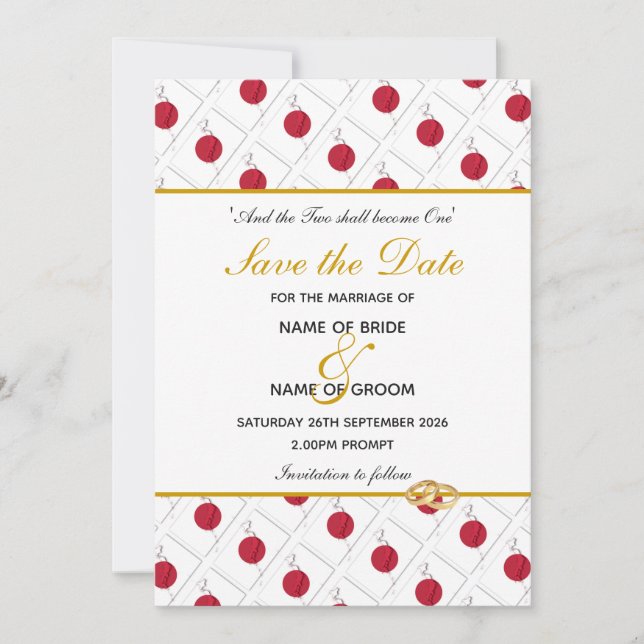 JAPAN FLAG Customised Wedding Save The Date (Front)