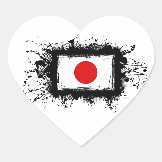Japan Flag Heart Sticker (Front)