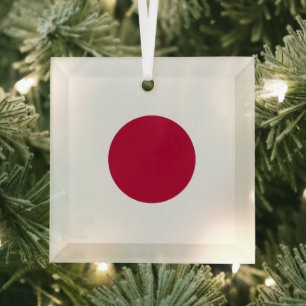 Japan Flag: Hinomaru, Nisshōki, Red Rising Sun Glass Tree Decoration