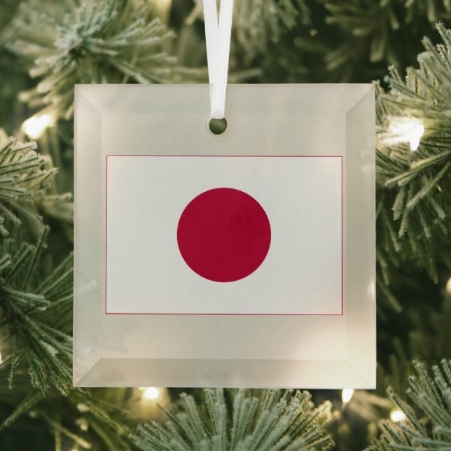 Japan Flag: Hinomaru, Nisshōki, Red Rising Sun Glass Tree Decoration (Insitu)