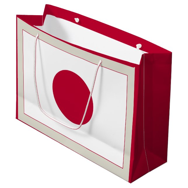 Japan Flag: Hinomaru, Nisshōki, Red Rising Sun Large Gift Bag (Front Angled)