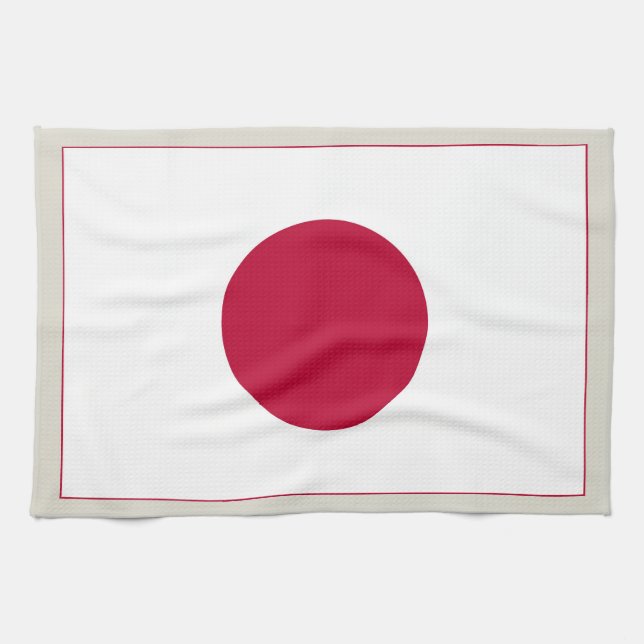 Japan Flag: Hinomaru, Nisshōki, Red Rising Sun Tea Towel (Horizontal)