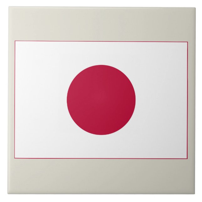 Japan Flag: Hinomaru, Nisshōki, Red Rising Sun Tile (Front)