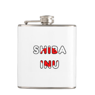 Japan-flag in shiba inu name hip flask
