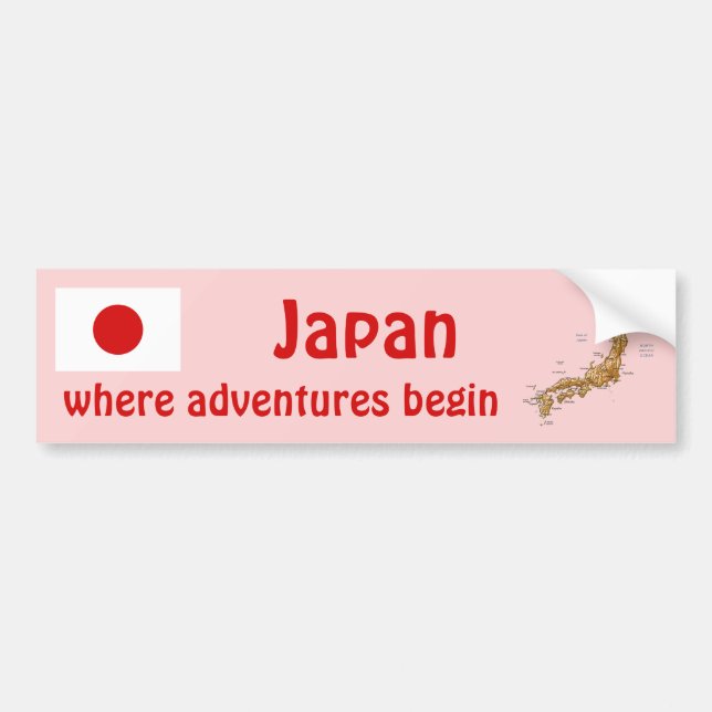 Japan Flag + Map Bumper Sticker (Front)