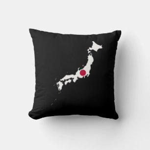 Japan flag on the map cushion