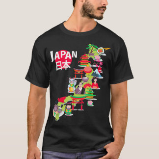 Japan Flag Travel Map Japanese Pride Okinawa Tokyo T-Shirt