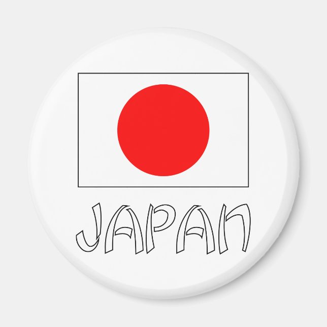 Japan Flag & Word White Magnet (Front)
