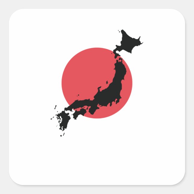 Japan Flagge Kartenumriss Square Sticker (Front)