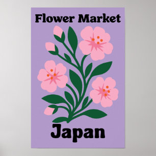 Japan Flower Market Pink Cherry Blossom Poster