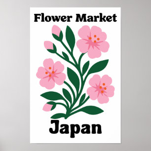 Japan Flower Market Pink Cherry Blossom Poster