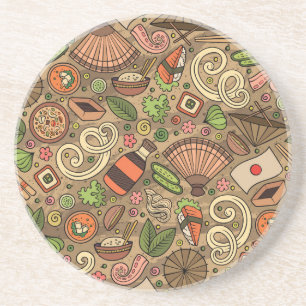 Japan Food: Cute Hand Drawn Coaster