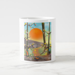 Japan Garden during a sunset Large Coffee Mug