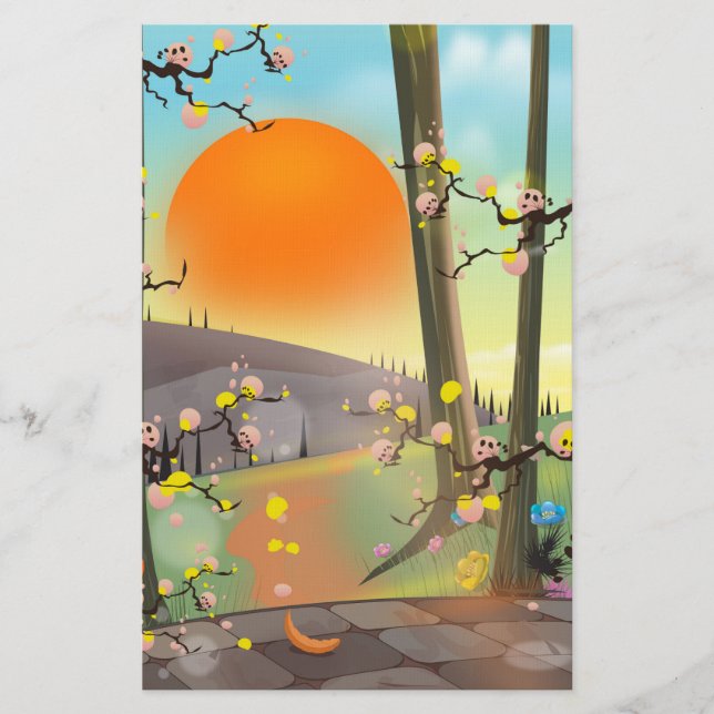 Japan Garden during a sunset Stationery (Front)