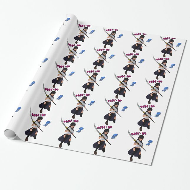 JAPAN/GIRL/LADY/SAMURAI/ANIME/GAME/JAPANESE/KANJI/ WRAPPING PAPER (Unrolled)