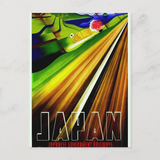 Japan Government Railways Vintage Travel Poster Postcard (Front)