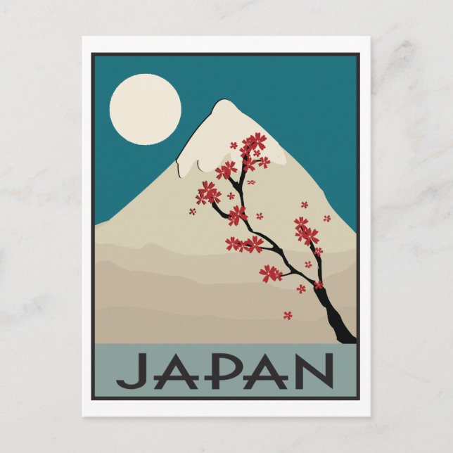 Japan Graphic Mountain and Maple Tree Postcard (Front)