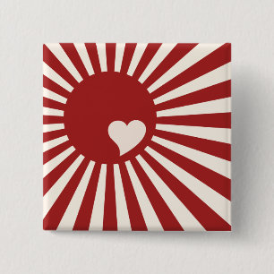 Japan Heart 15 Cm Square Badge