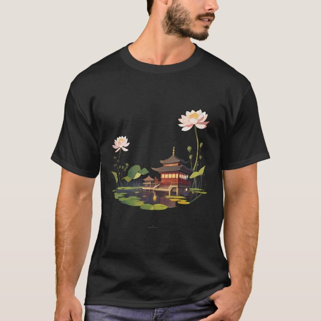 japan house landscape and water reflection T-Shirt (Front)