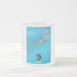 Japan Illustrated Map travel poster print. Frosted Glass Coffee Mug