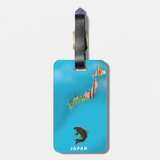 Japan Illustrated Map travel poster print. Luggage Tag (Back Vertical)