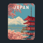 Japan Illustration Travel Art Vintage Magnet<br><div class="desc">Japan retro vector travel design. From Tokyo’s vibrant streets and Kyoto’s historic shrines to the majestic Mount Fuji and spring cherry blossoms,  Japan offers a perfect blend of culture,  nature,  and innovation for travelers around the world.</div>