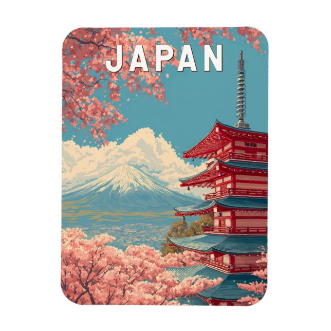 Japan Illustration Travel Art Vintage Magnet (Vertical)