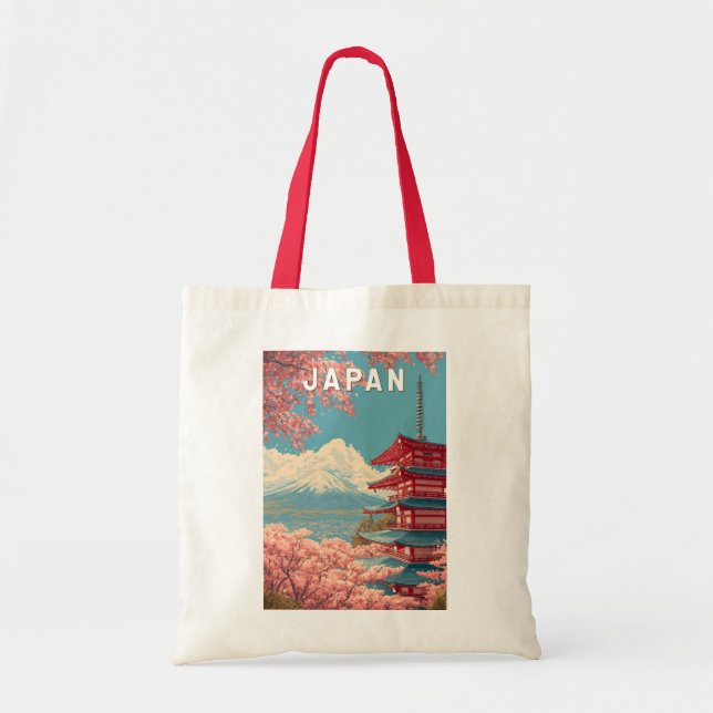 Japan Illustration Travel Art Vintage Tote Bag (Front)