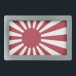 Japan Imperial Rising Sun Flag, Edo to WW2 Belt Buckle<br><div class="desc">The Rising Sun Flag is a Japanese flag (???, Kyokujitsu-ki) that consists of a red disc and sixteen red rays emanating from the disc. Like the Japanese national flag, the Rising Sun Flag symbolises the sun. The flag was originally used by feudal warlords in Japan during the Edo period. It...</div>