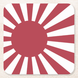 Japan Imperial Rising Sun Flag, Edo to WW2 Square Paper Coaster