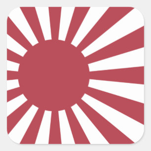 Japan Imperial Rising Sun Flag, Edo to WW2 Square Sticker