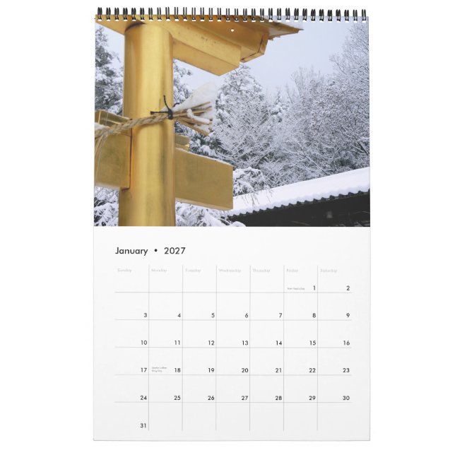 Japan in Gold Calendar (Jan 2027)