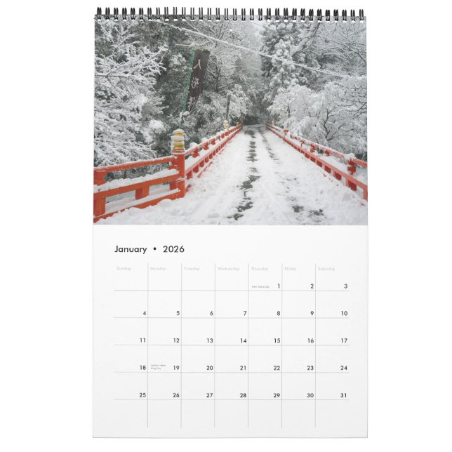 Japan in Red Calendar (Jan 2026)