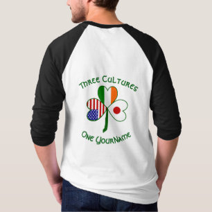 Japan Ireland USA Shamrock Flag Personalised T-Shirt